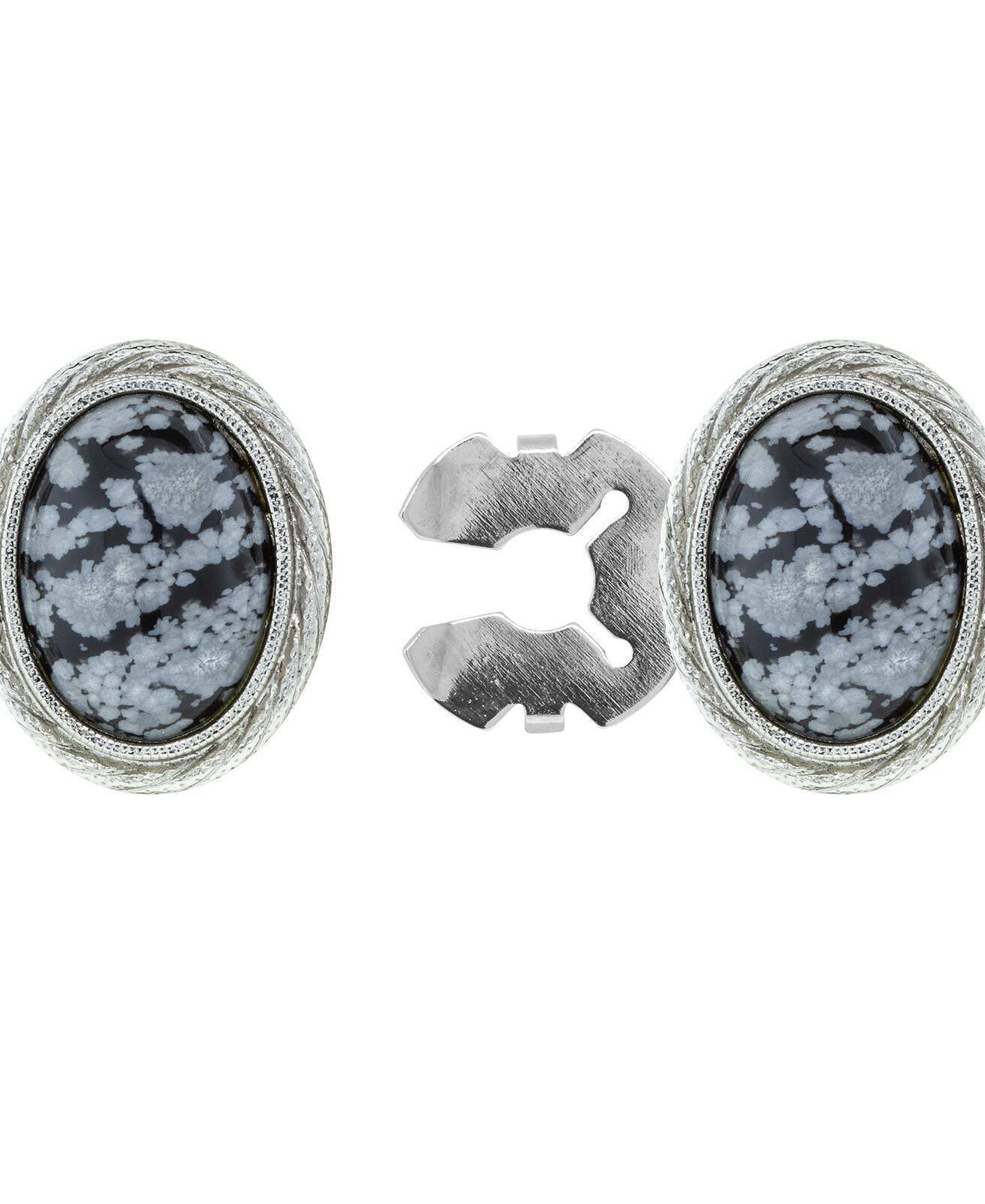 1928 Jewelry CUFF IT!¨ Cufflinks Genuine Stone Oval Button Cover
