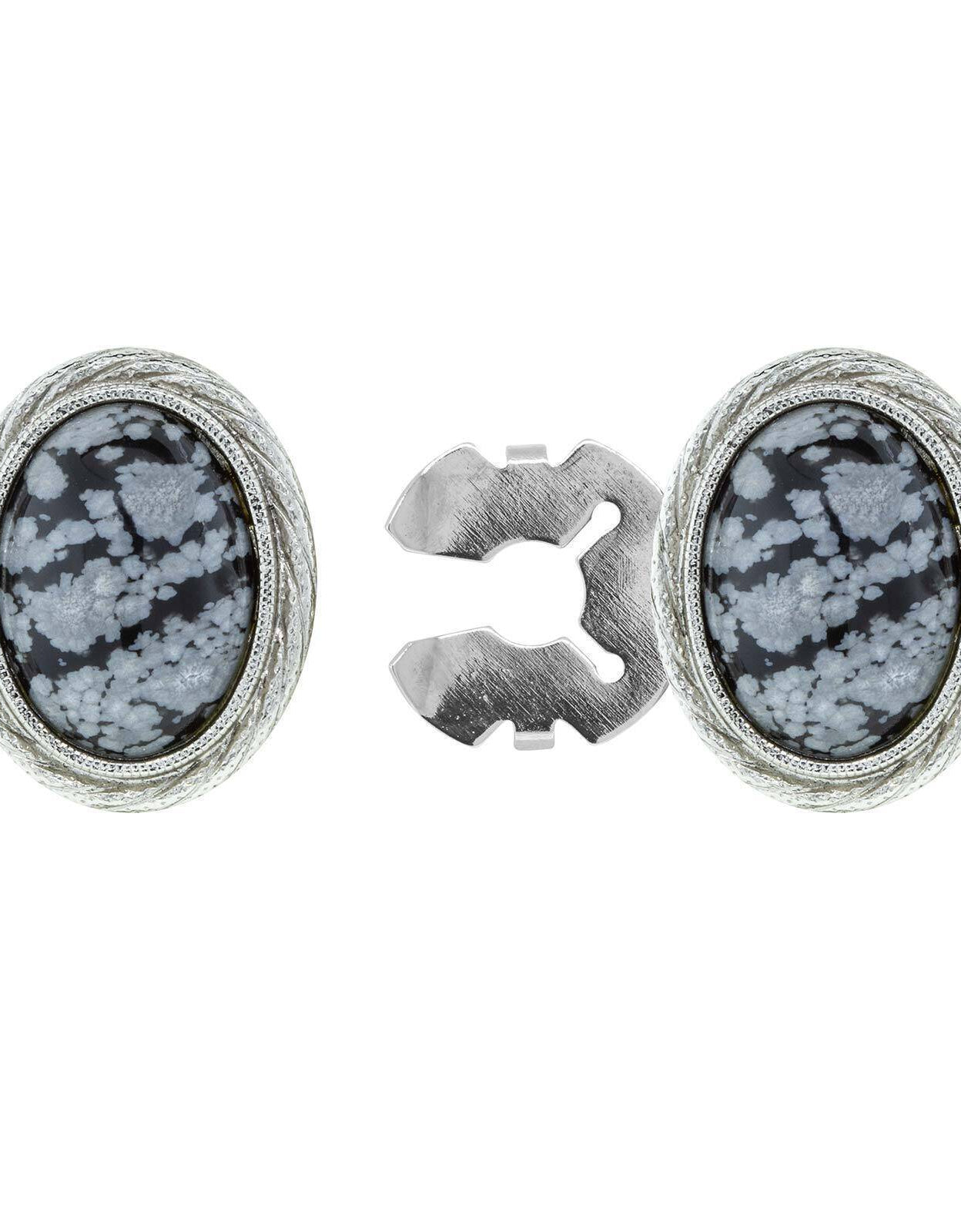 1928 Jewelry CUFF IT!¨ Cufflinks Genuine Stone Oval Button Cover