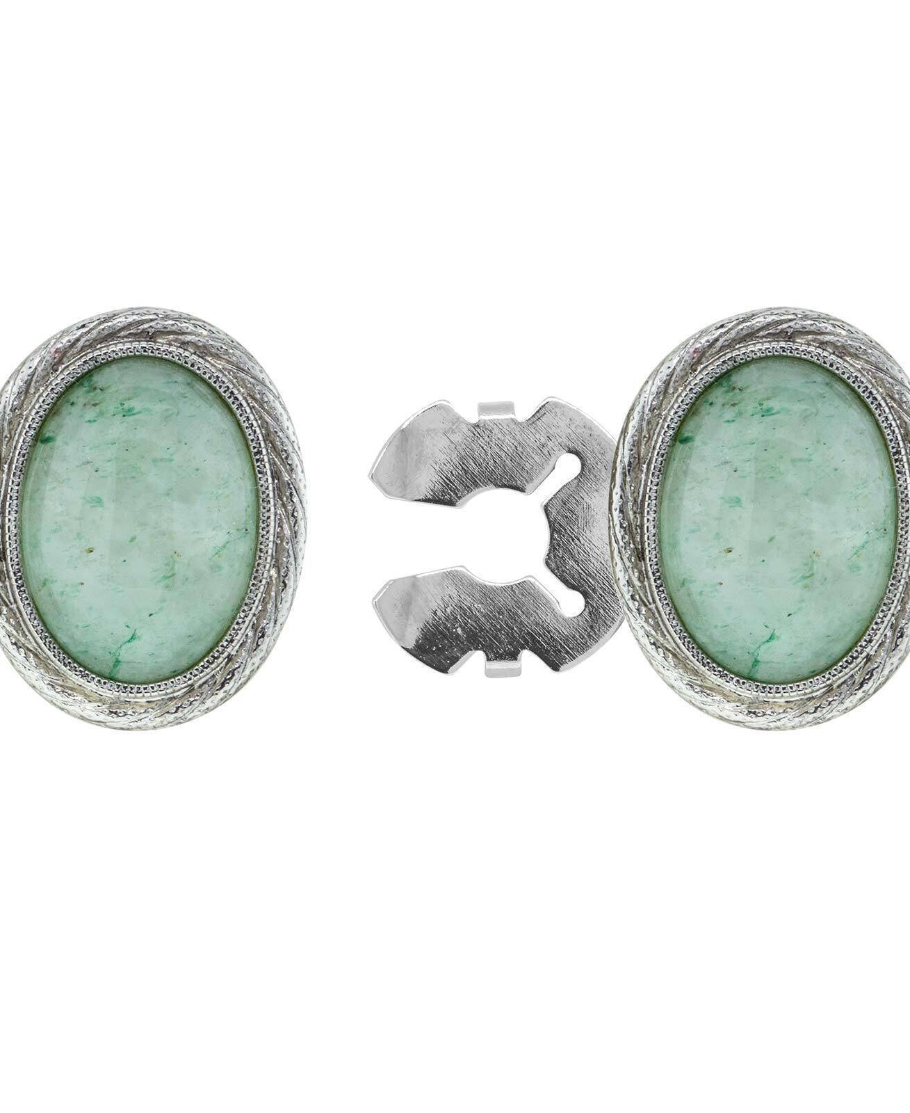 1928 Jewelry CUFF IT!¨ Cufflinks Genuine Stone Oval Button Cover