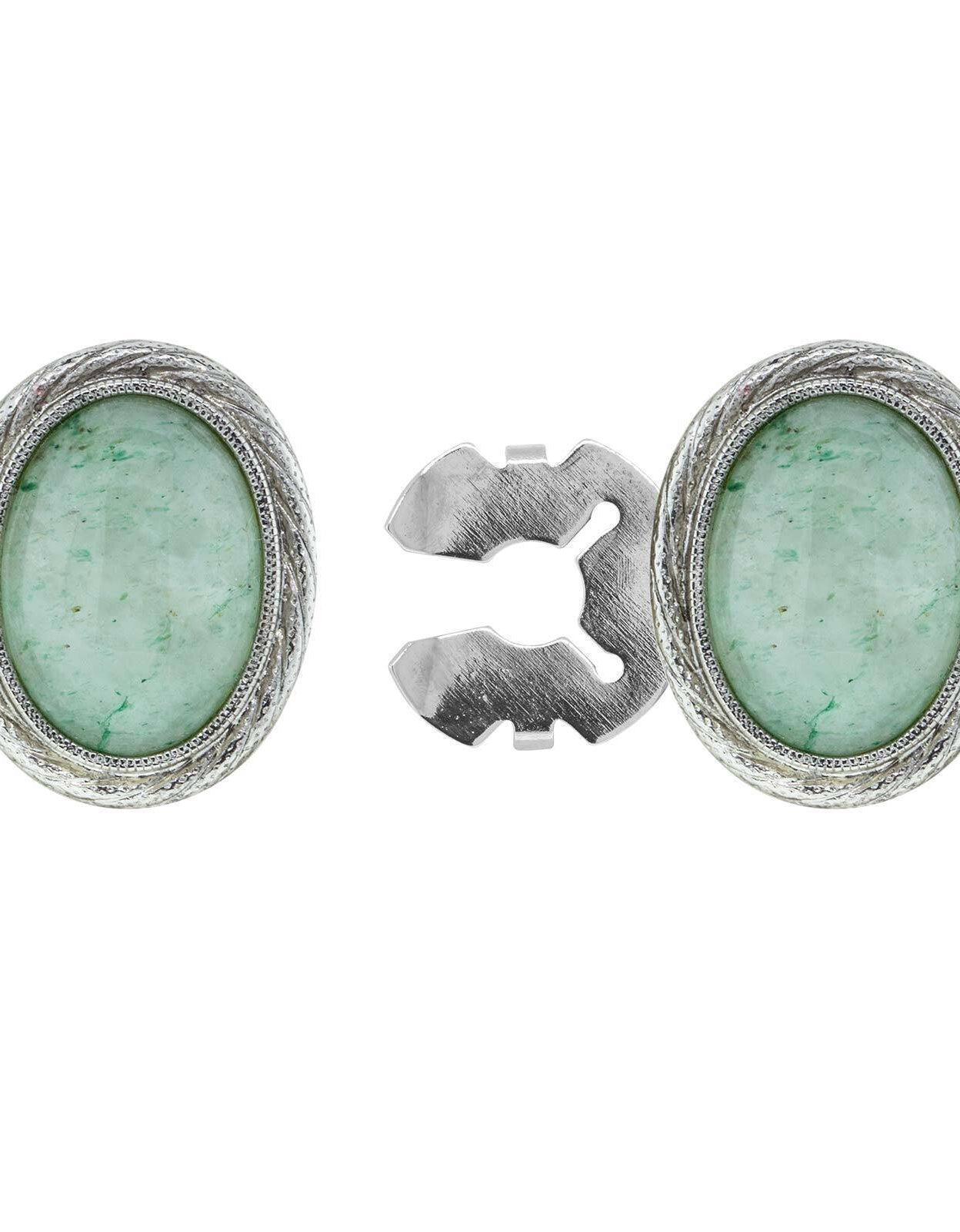 1928 Jewelry CUFF IT!¨ Cufflinks Genuine Stone Oval Button Cover