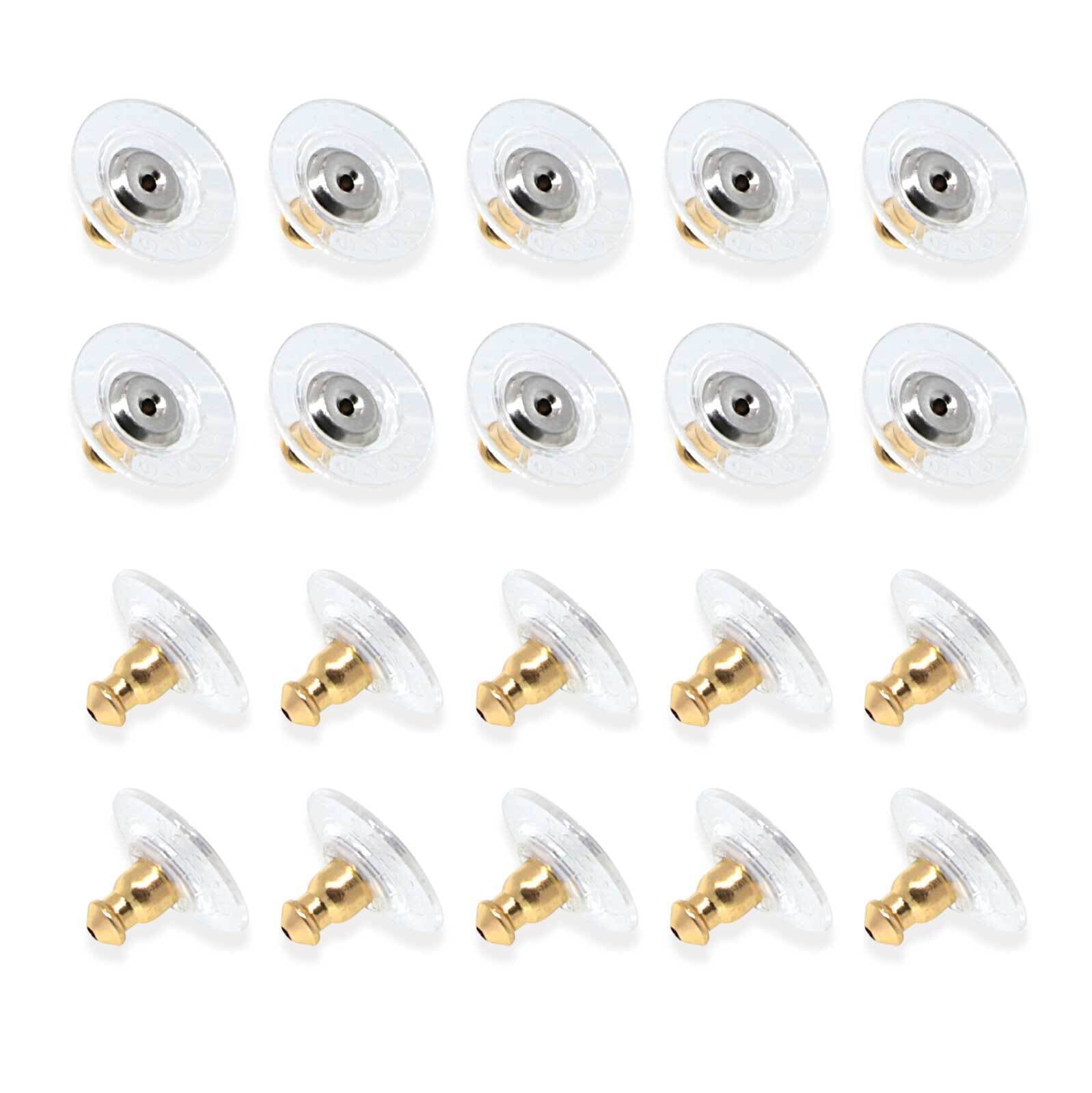 1928 Jewelry 20 Pair Pack Bullet Clutch Earring Backs With Round Safety Backs