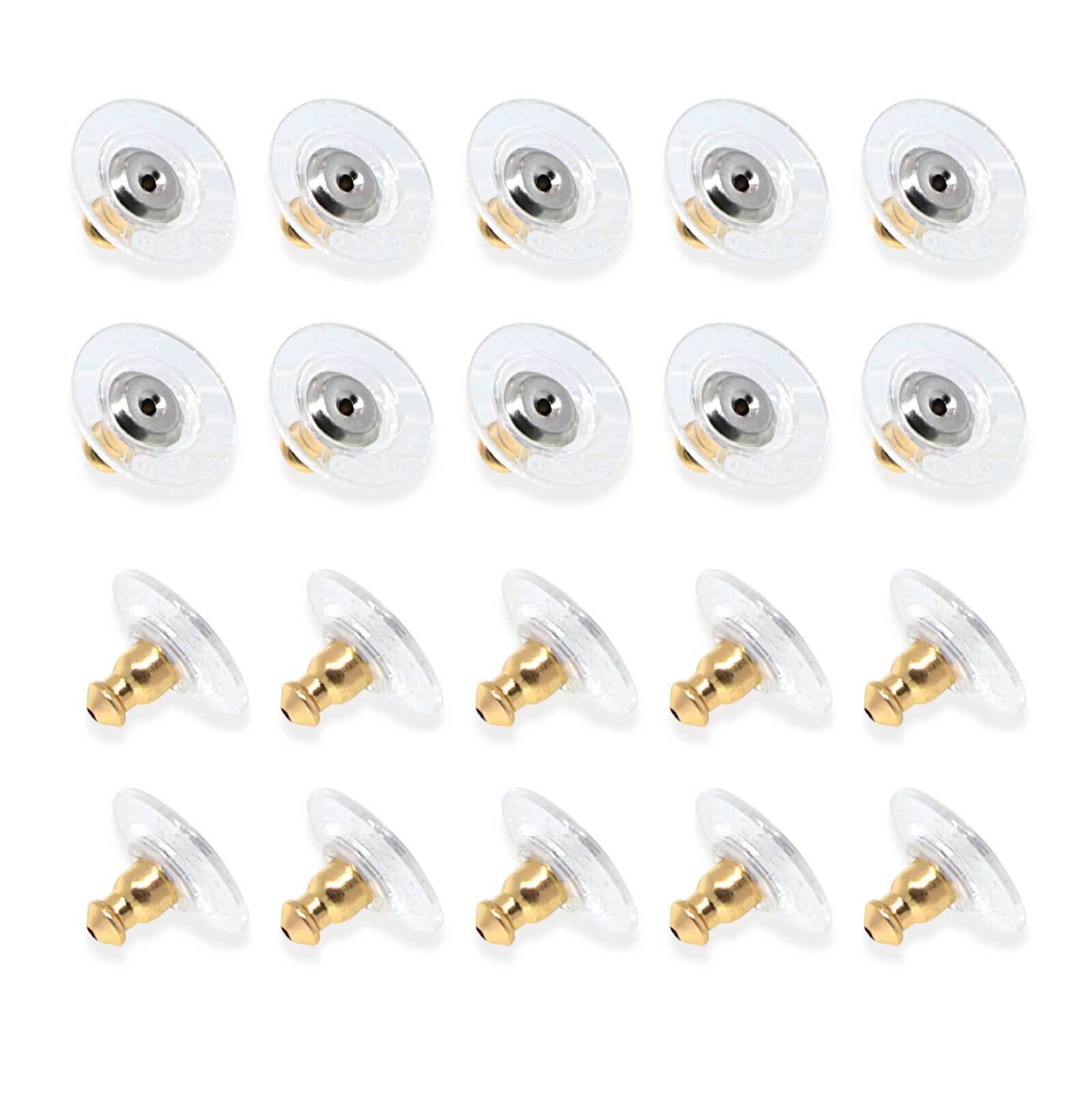 1928 Jewelry 20 Pair Pack Bullet Clutch Earring Backs With Round Safety Backs