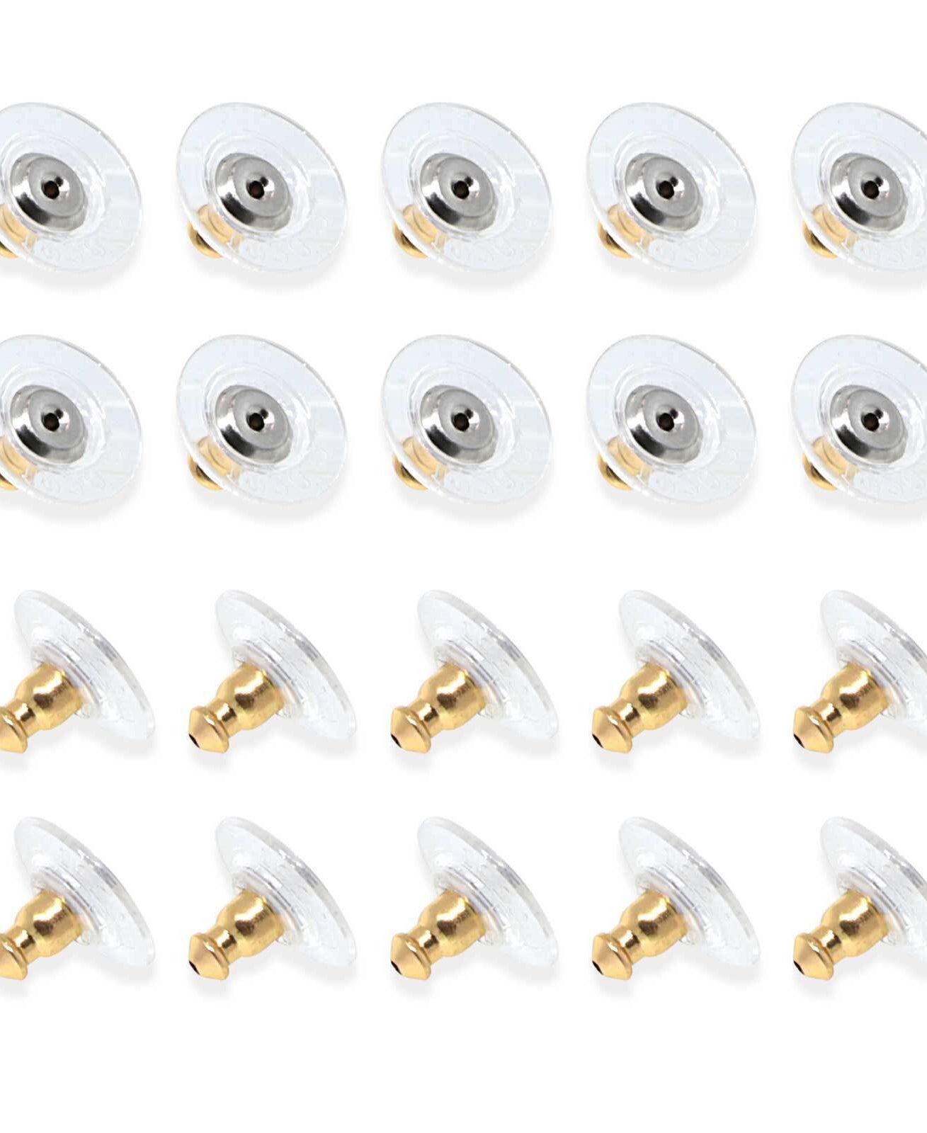 1928 Jewelry 20 Pair Pack Bullet Clutch Earring Backs With Round Safety Backs