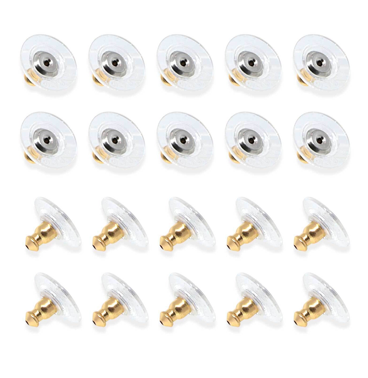 1928 Jewelry 20 Pair Pack Bullet Clutch Earring Backs With Round Safety Backs