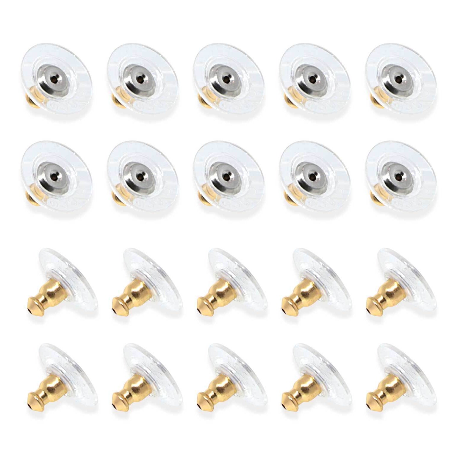 1928 Jewelry 20 Pair Pack Bullet Clutch Earring Backs With Round Safety Backs