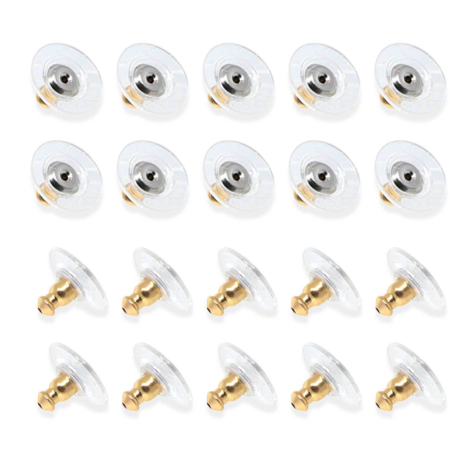 1928 Jewelry 20 Pair Pack Bullet Clutch Earring Backs With Round Safety Backs