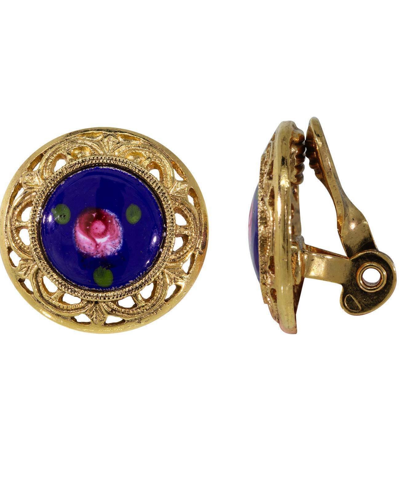 1928 Jewelry Artisan Pink Rosebud Round Clip On Earrings