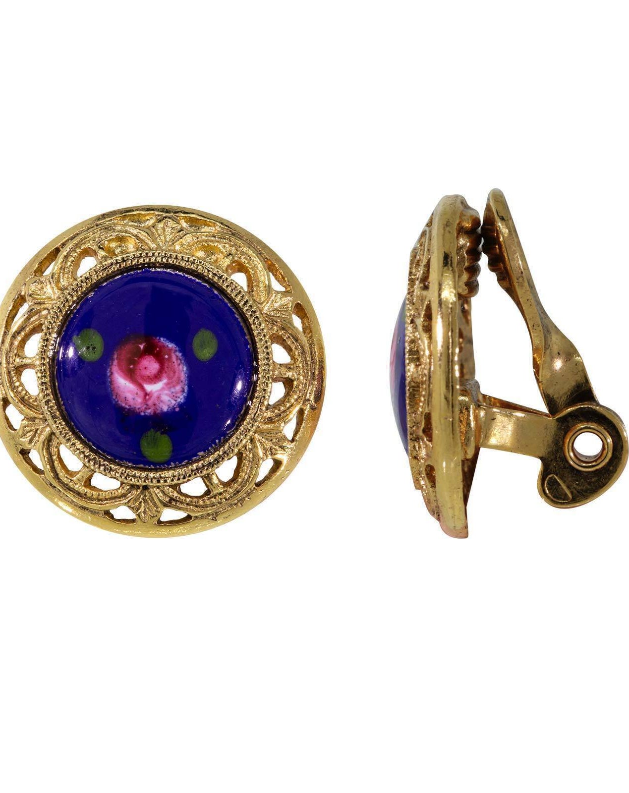 1928 Jewelry Artisan Pink Rosebud Round Clip On Earrings