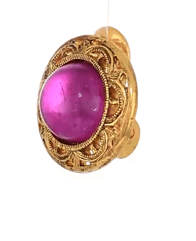 1928 Jewelry Round Purple Amethyst Button Clip On Earrings