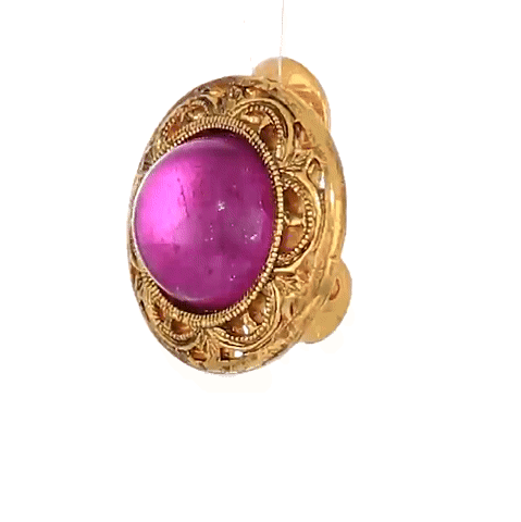 1928 Jewelry Round Purple Amethyst Button Clip On Earrings