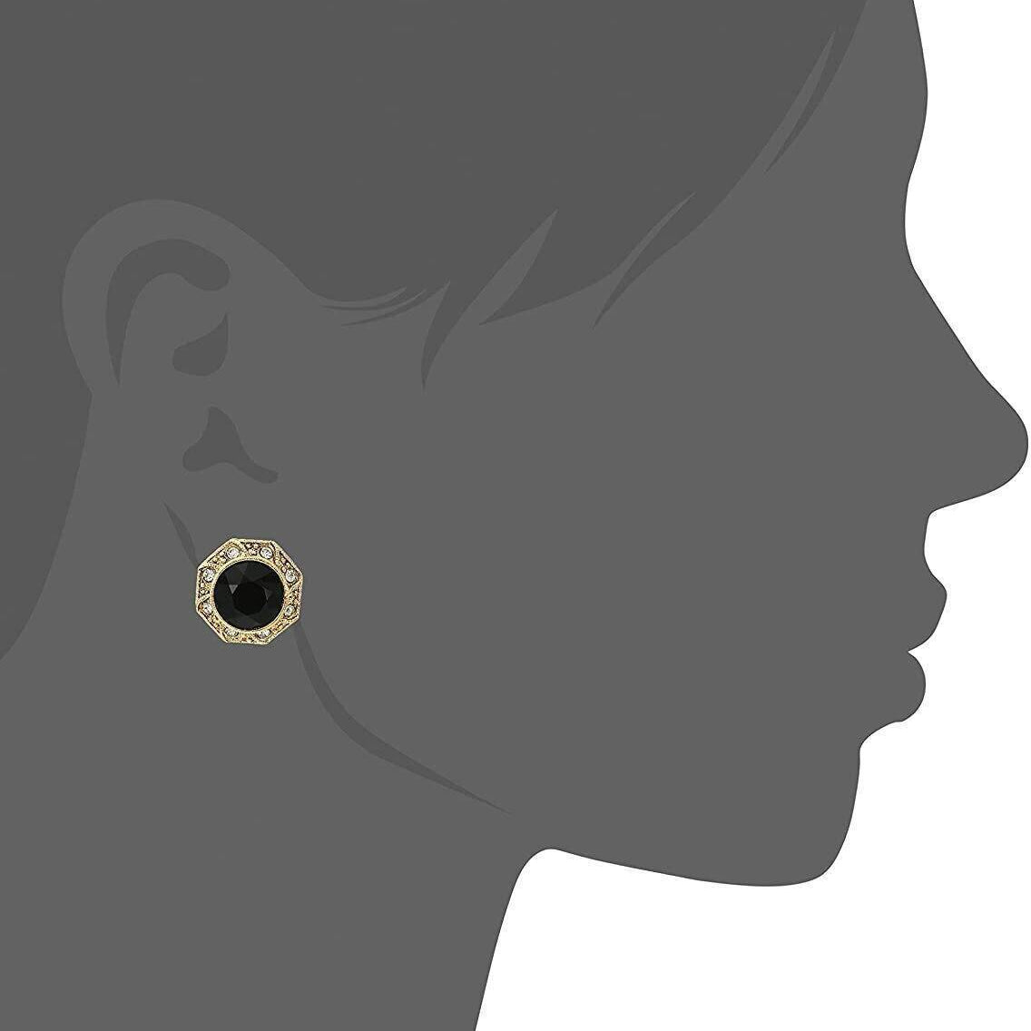 1928 Jewelry Art Deco Style Crystal Round Button Clip On Earrings