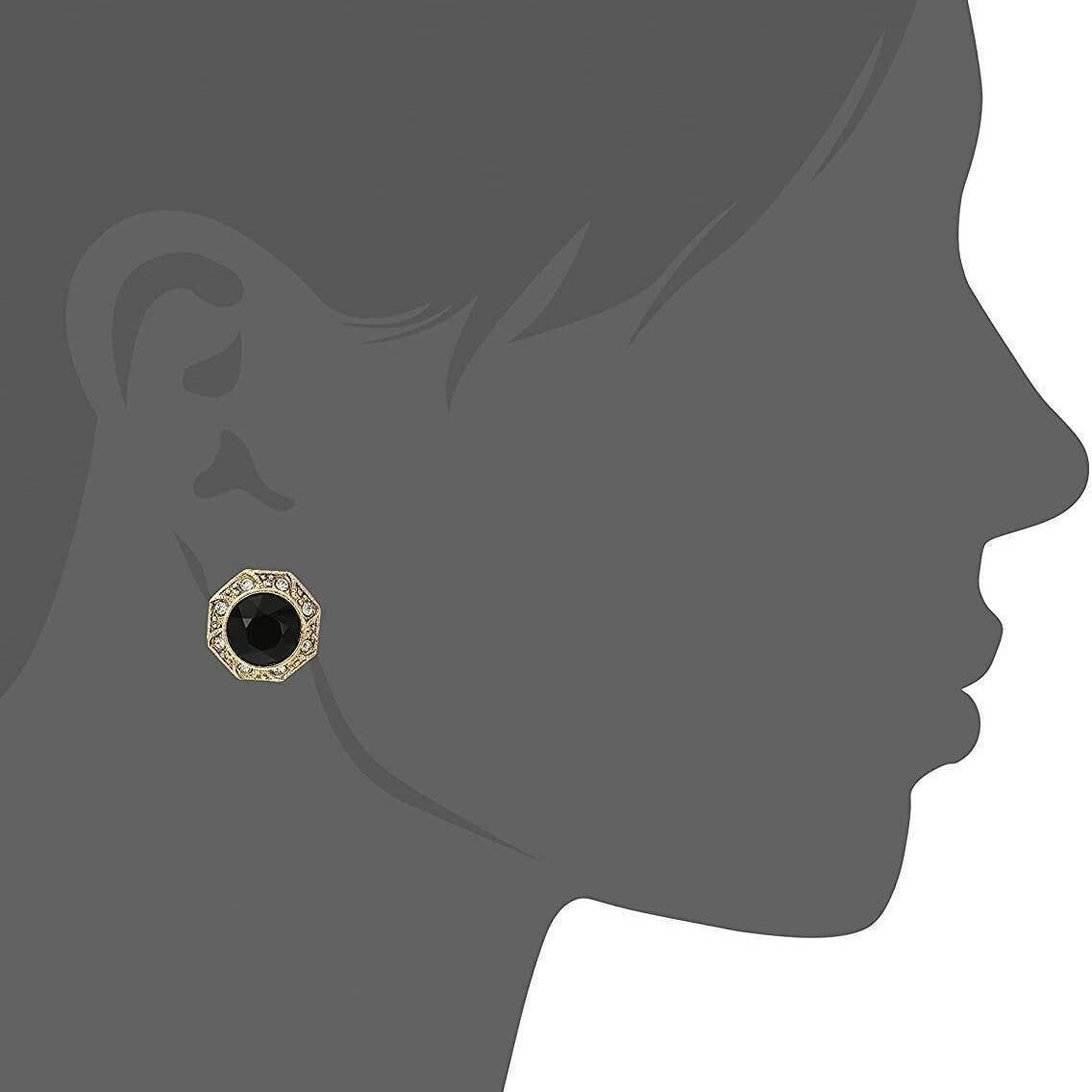 1928 Jewelry Art Deco Style Crystal Round Button Clip On Earrings