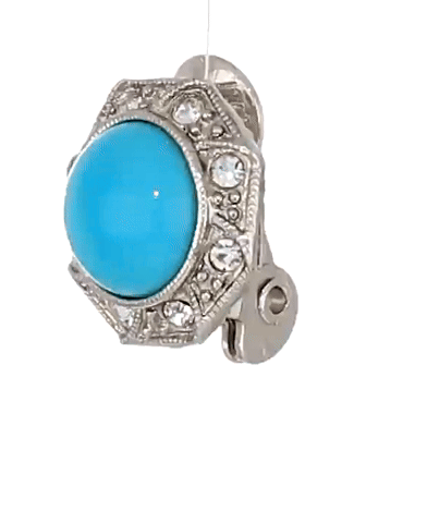 1928 Jewelry Faux Pearl Crystal Round Button Clip On Earrings