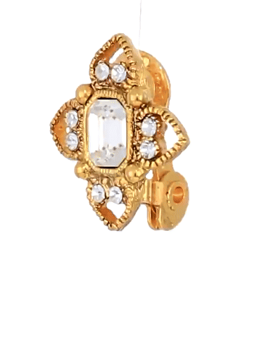 1928 Jewelry Octagon Crystal Floral Clip On Earrings