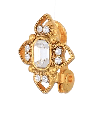 1928 Jewelry Octagon Crystal Floral Clip On Earrings