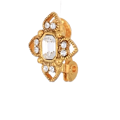 1928 Jewelry Octagon Crystal Floral Clip On Earrings