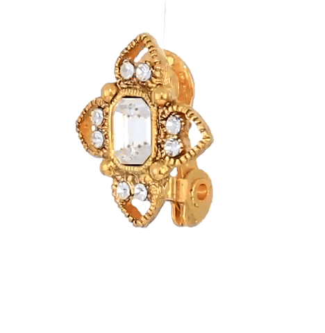 1928 Jewelry Octagon Crystal Floral Clip On Earrings