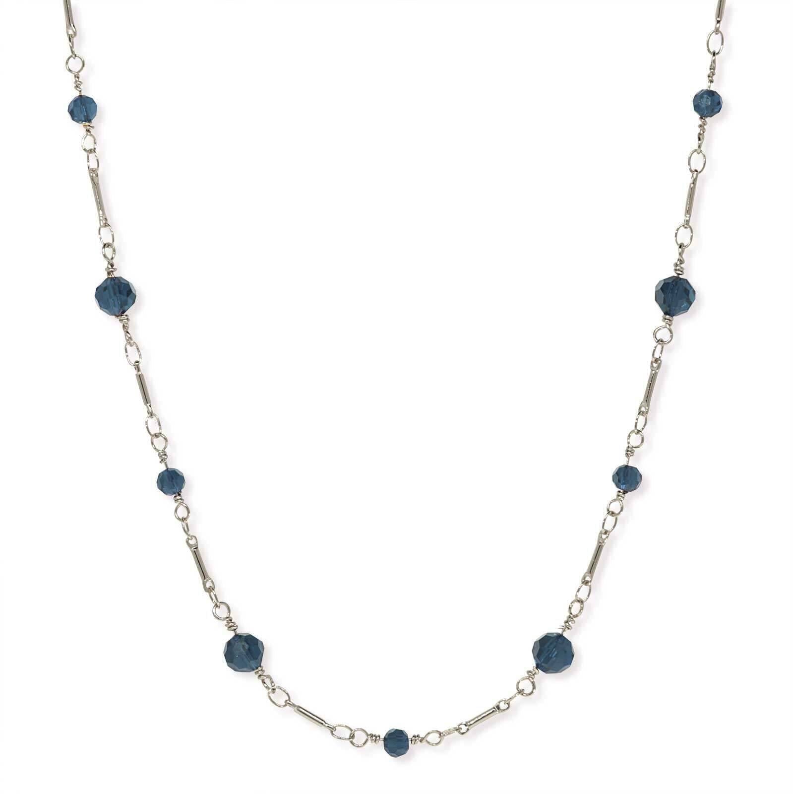 1928 Jewelry Beaded Silver Tone Chain Necklace 16"