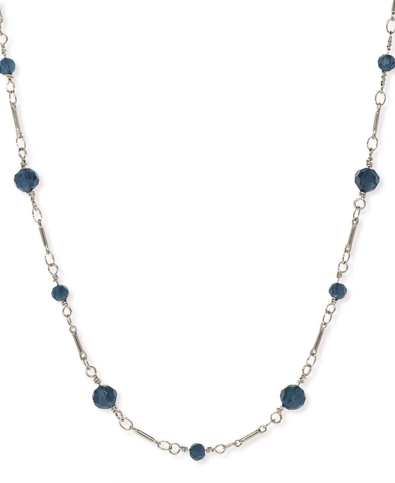 1928 Jewelry Beaded Silver Tone Chain Necklace 16"