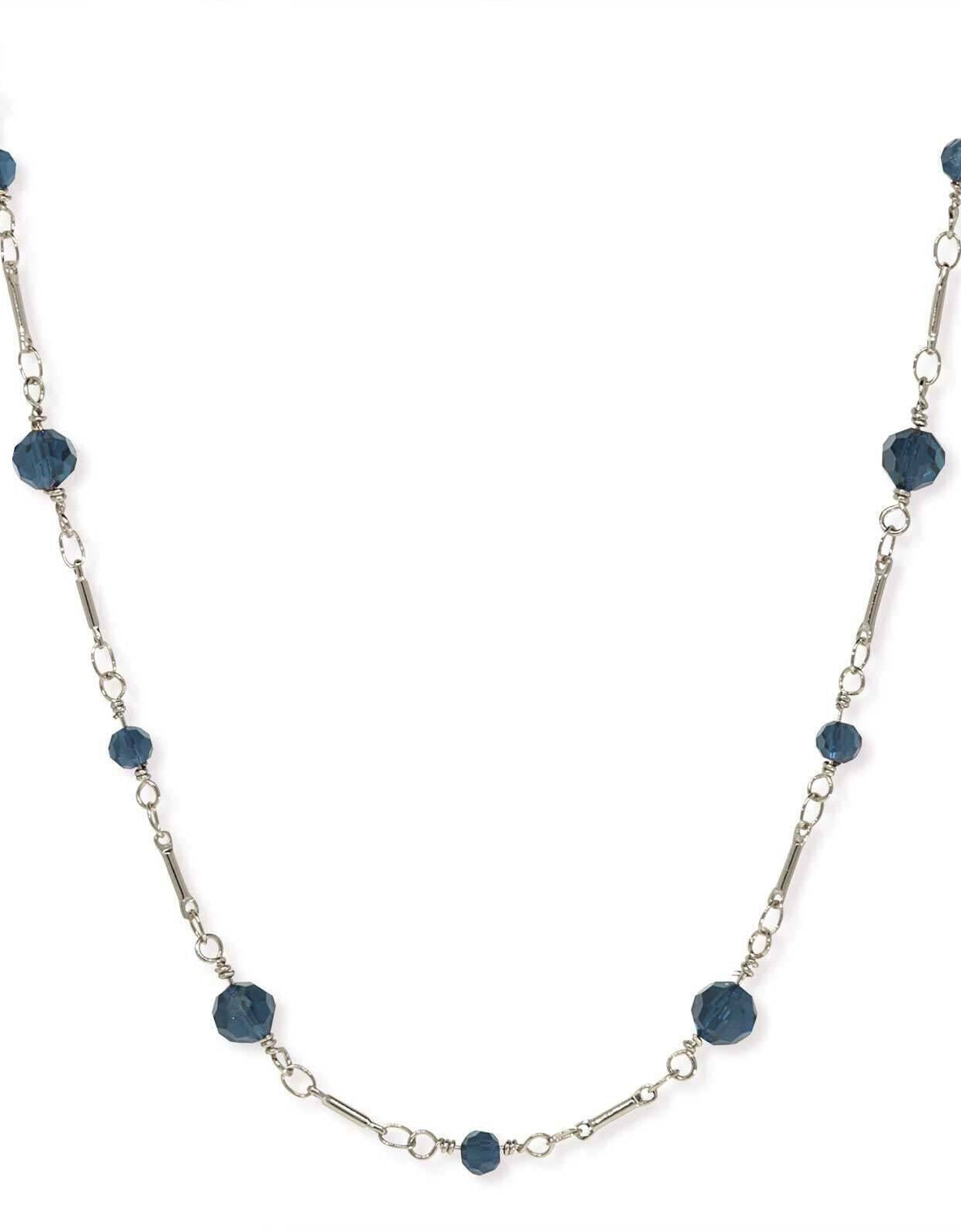 1928 Jewelry Beaded Silver Tone Chain Necklace 16"