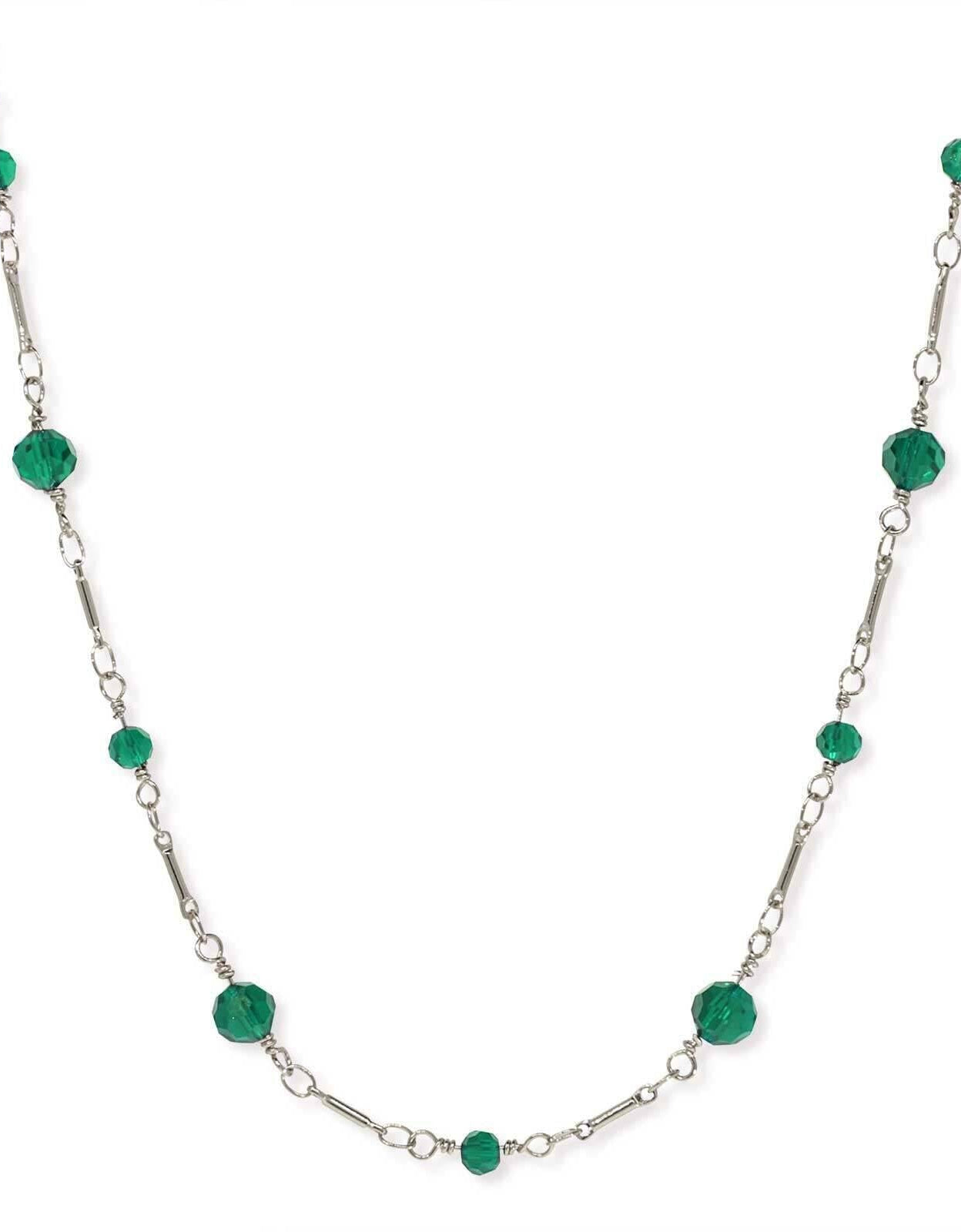 1928 Jewelry Beaded Silver Tone Chain Necklace 16"