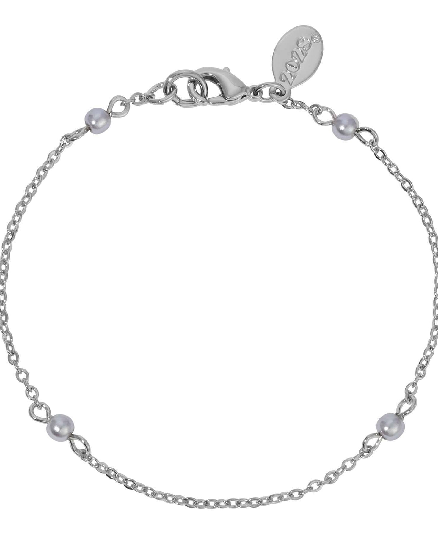 2028 Jewelry Light Grey Faux Pearl Chain Bracelet 7 Inch