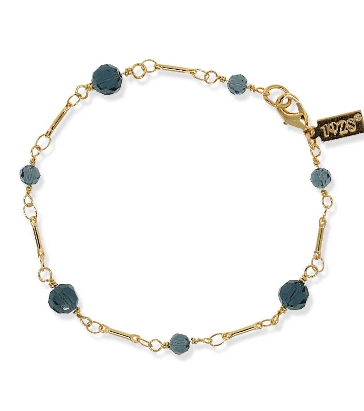 1928 Jewelry Faceted Crystal Beaded Chain Bracelet 7"