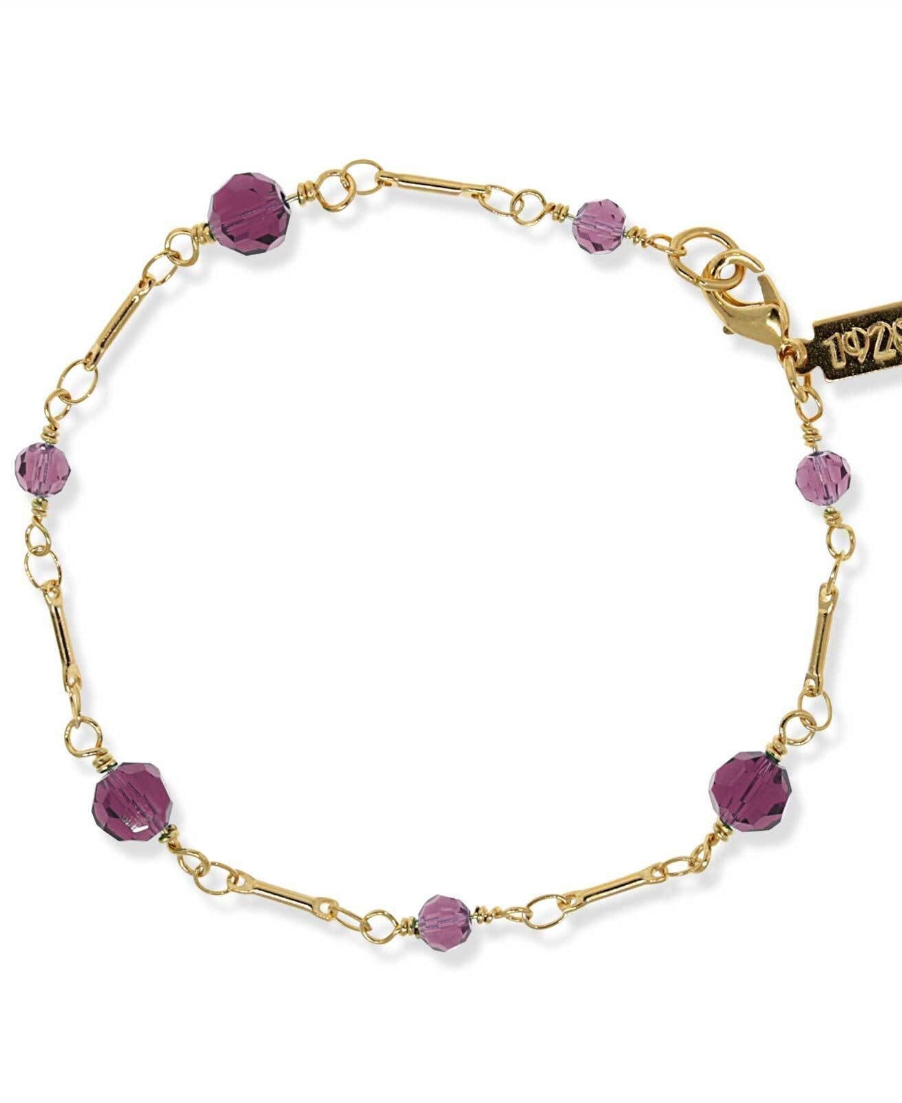 1928 Jewelry Faceted Crystal Beaded Chain Bracelet 7"