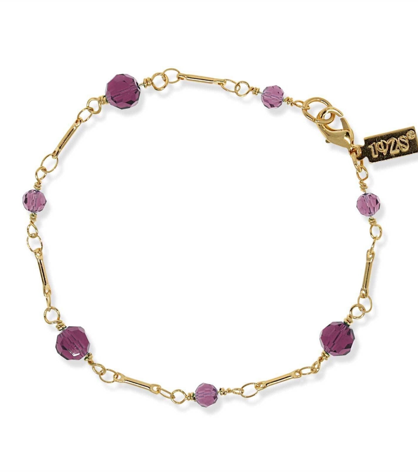 1928 Jewelry Faceted Crystal Beaded Chain Bracelet 7"