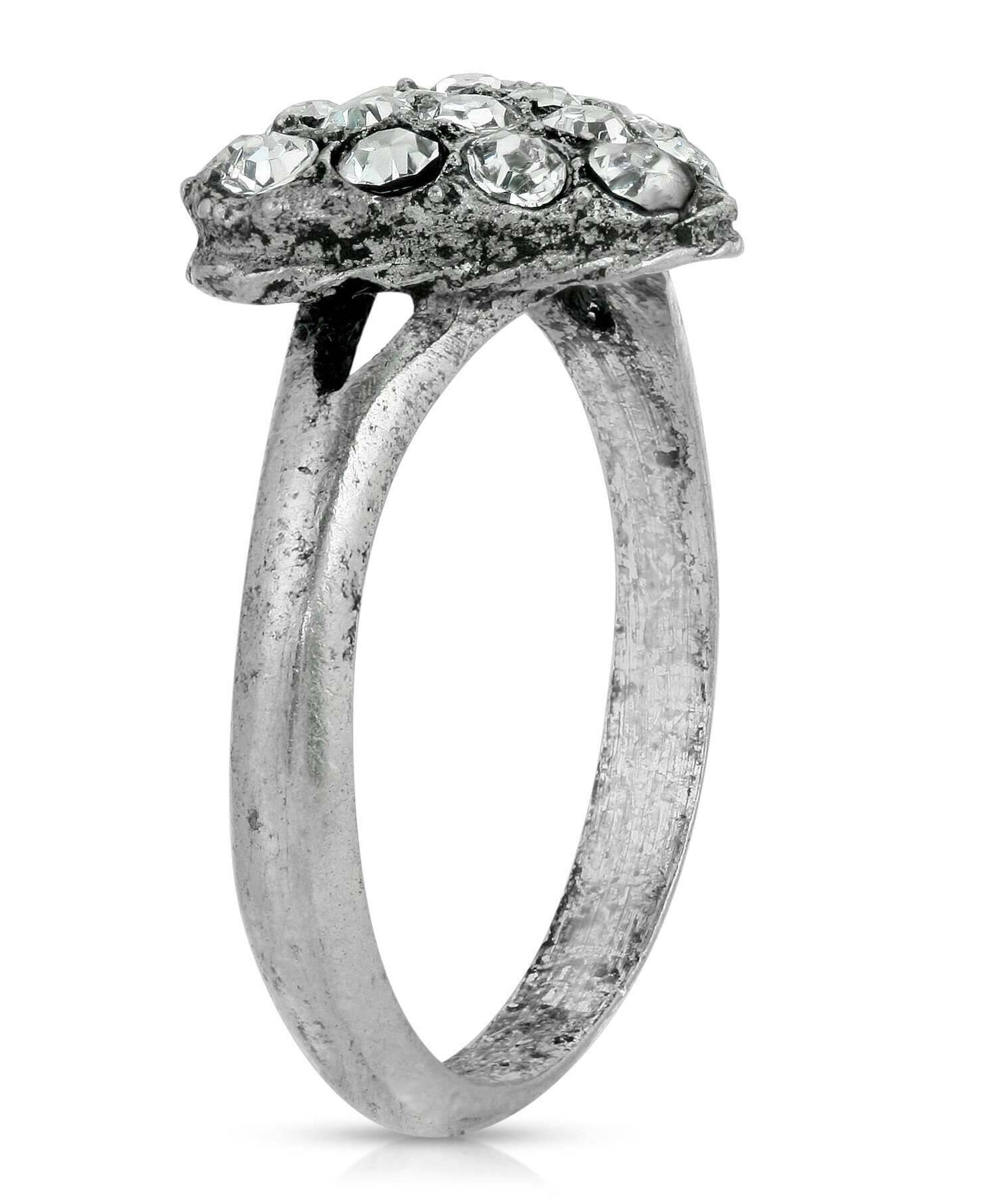 1928 Jewelry Pewter Crystal Pave Heart Ring Size 7