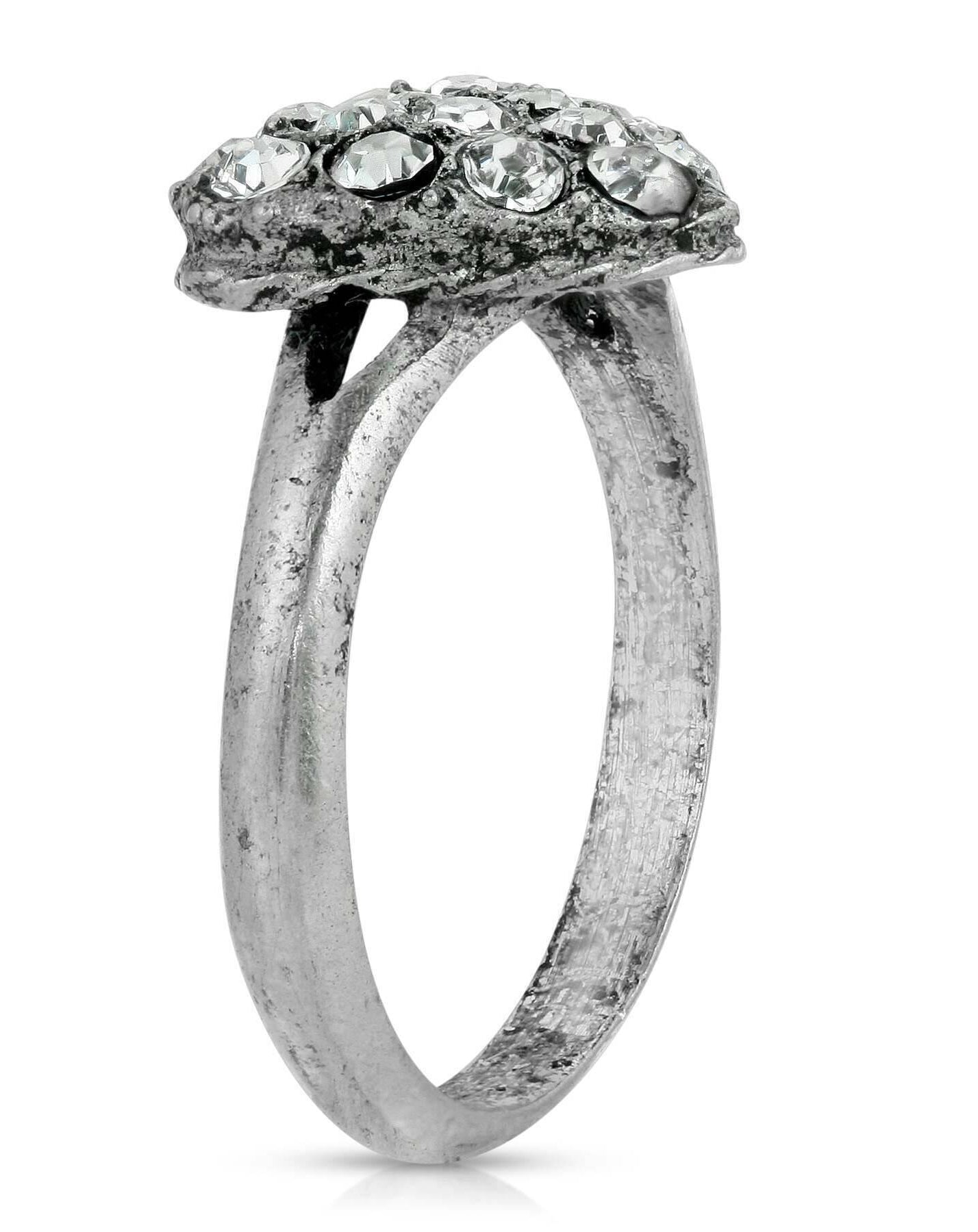 1928 Jewelry Pewter Crystal Pave Heart Ring Size 7