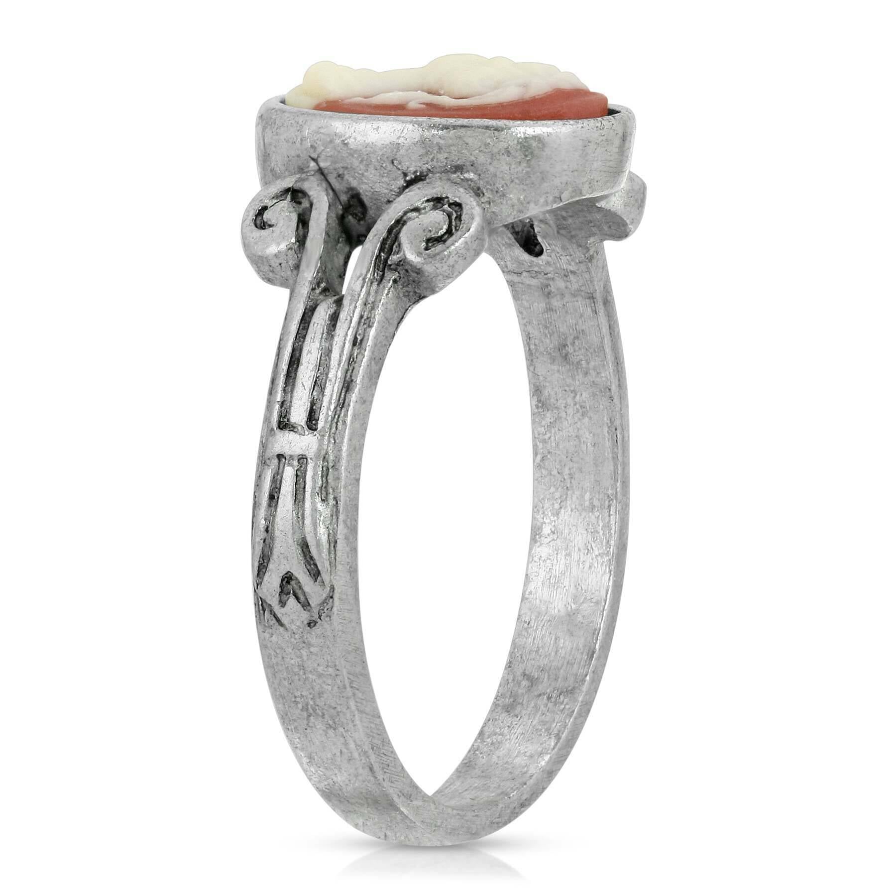 1928 Jewelry Oval Carnelian Cameo Ring Size 7