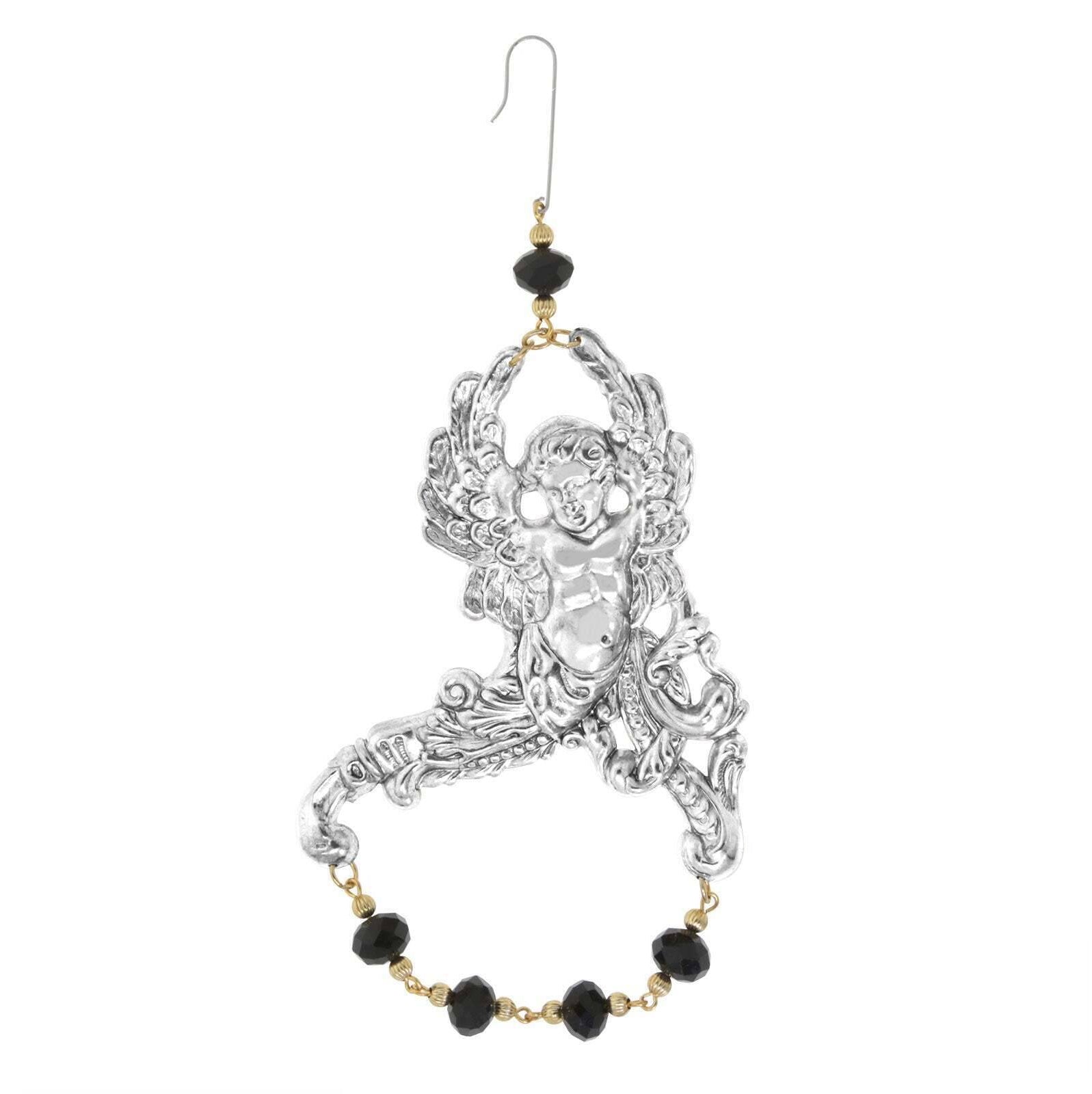 1928 Jewelry Winged Cherub Angel With Crystal Beads Hanging Christmas Tree Ornament