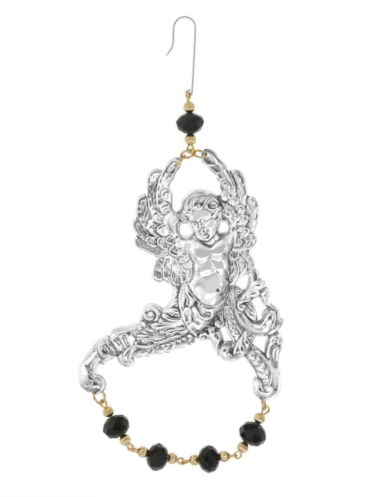 1928 Jewelry Winged Cherub Angel With Crystal Beads Hanging Christmas Tree Ornament