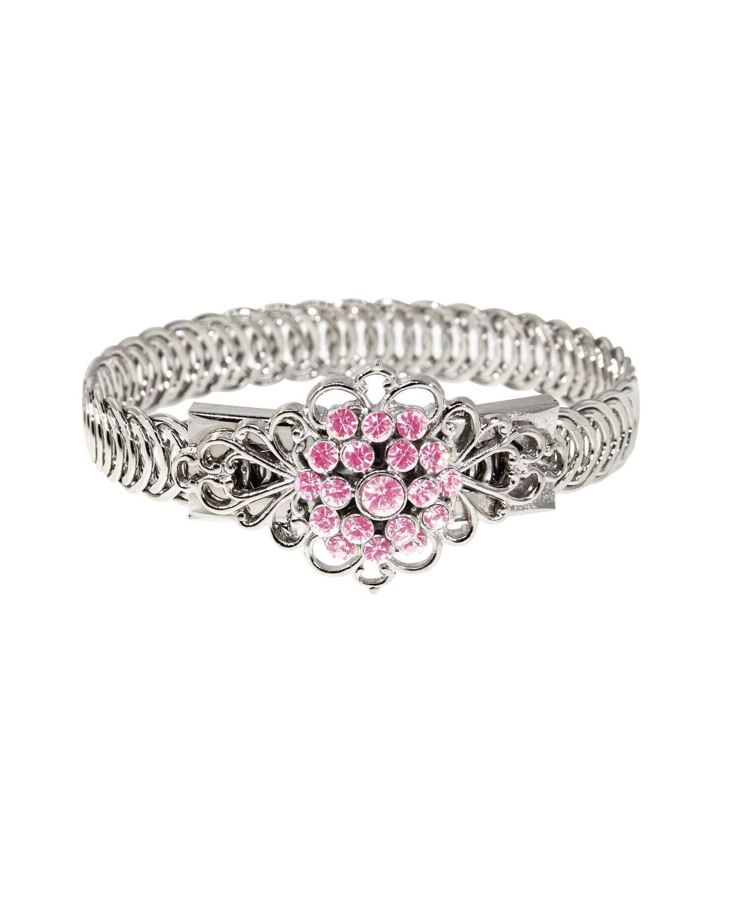 1928 Jewelry Crystal Flower Overlay Belt Bracelet
