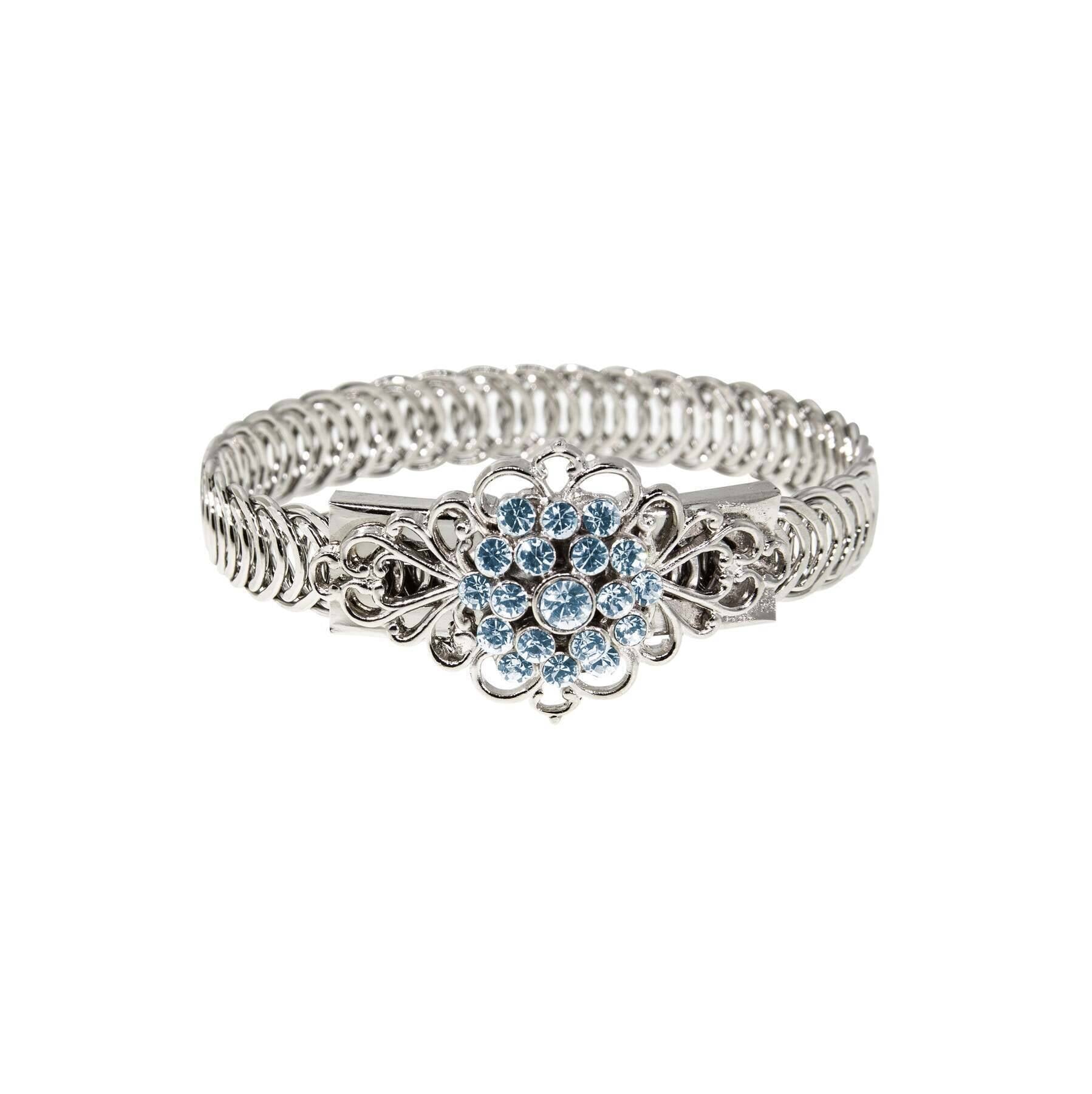 1928 Jewelry Crystal Flower Overlay Belt Bracelet