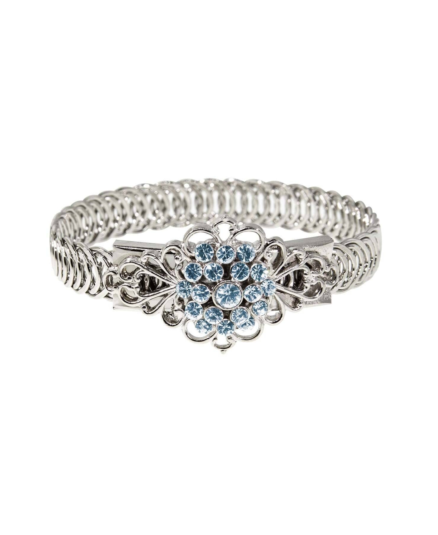 1928 Jewelry Crystal Flower Overlay Belt Bracelet