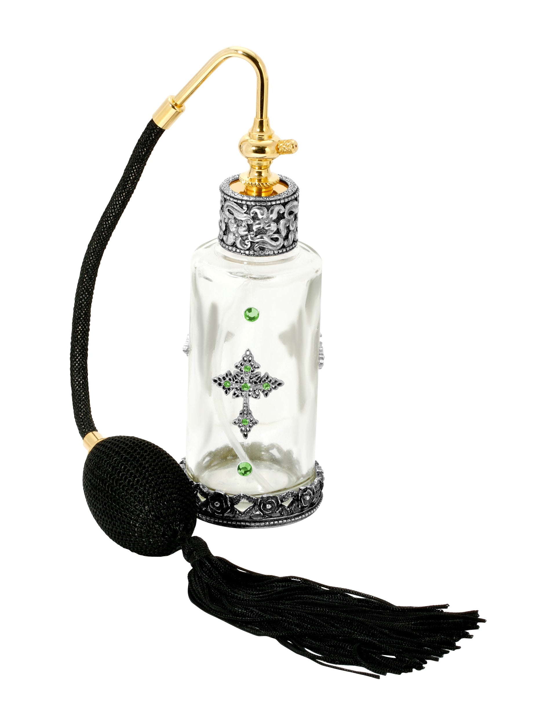 1928 Jewelry Cross Crystal Accent Glass Atomiser Perfume Spray Bottle