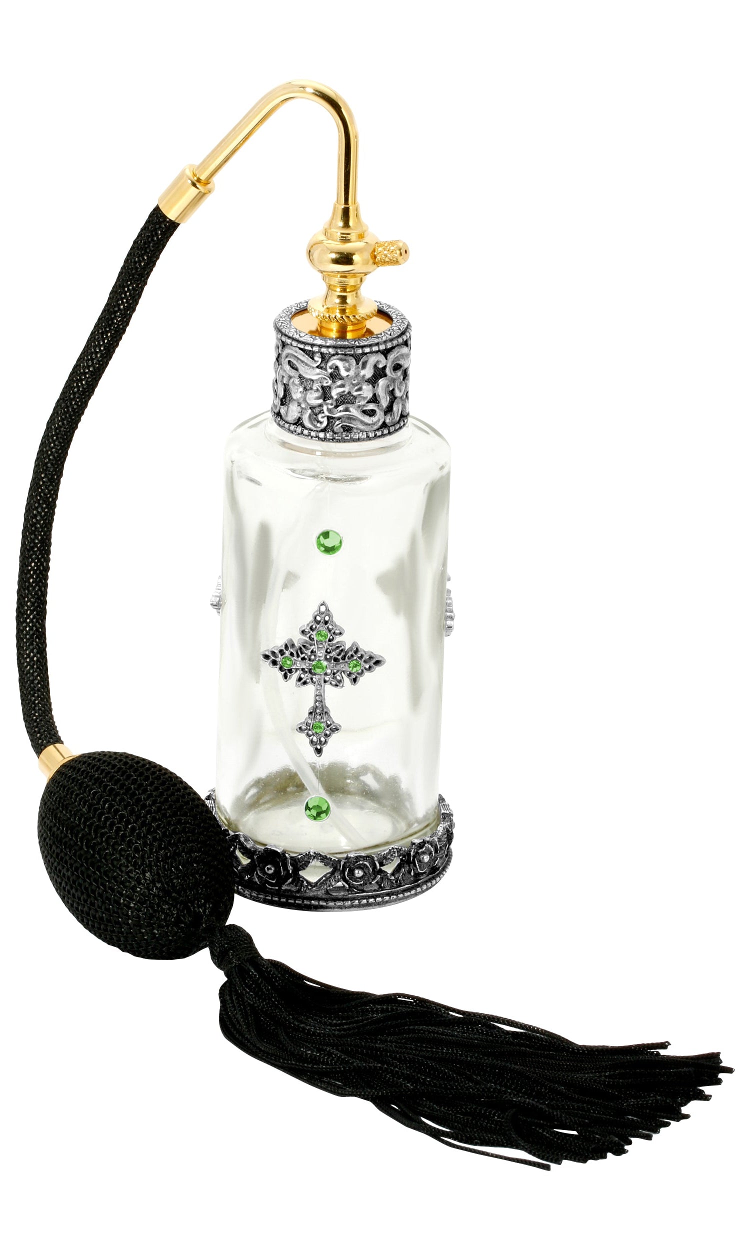 1928 Jewelry Cross Crystal Accent Glass Atomiser Perfume Spray Bottle