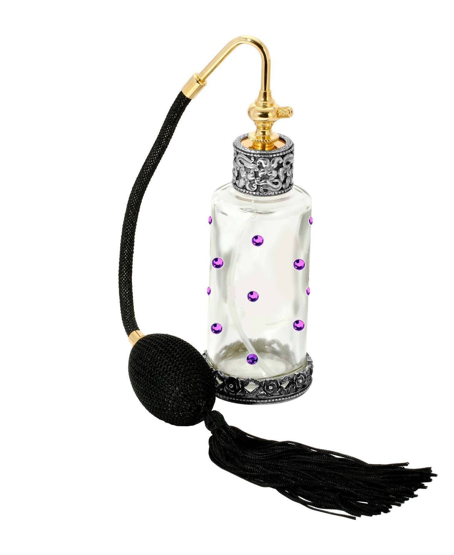 1928 Jewelry Crystal Accent Glass Atomiser Perfume Spray Bottle