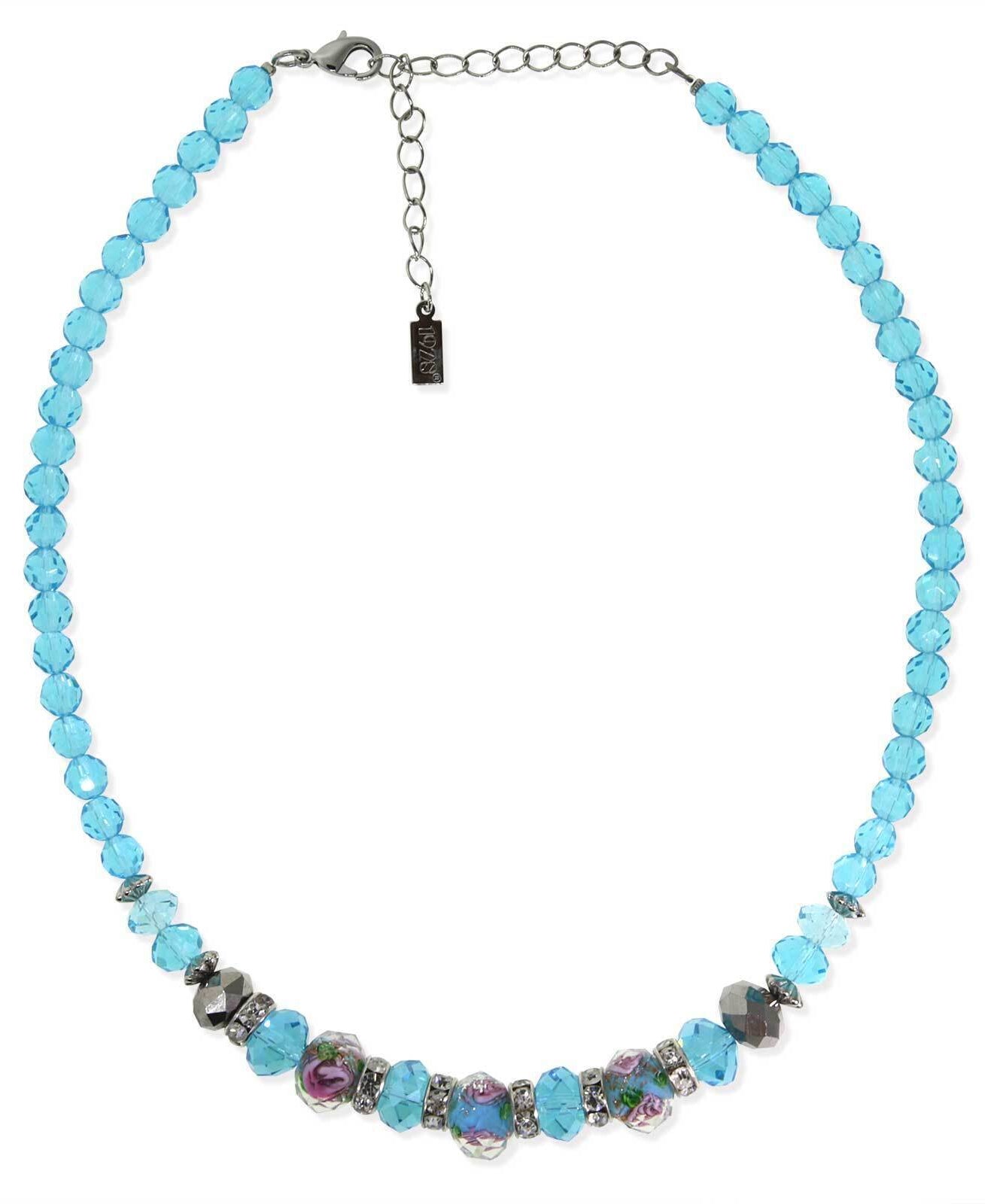 1928 Jewelry Pink Floral Beaded Necklace 15" + 3" Extender