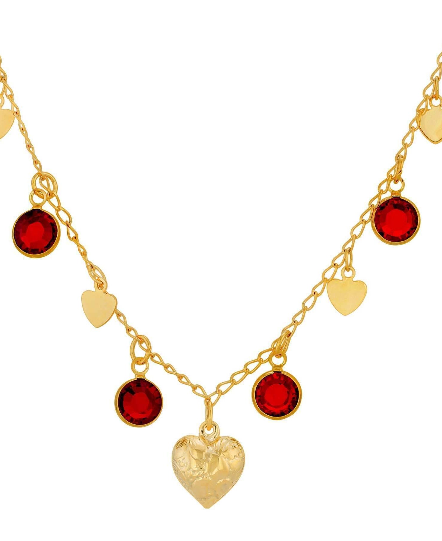 1928 Jewelry Diamond Channel Austrian Crystal Stones with Hearts Drop Necklace 16" + 3" Extender