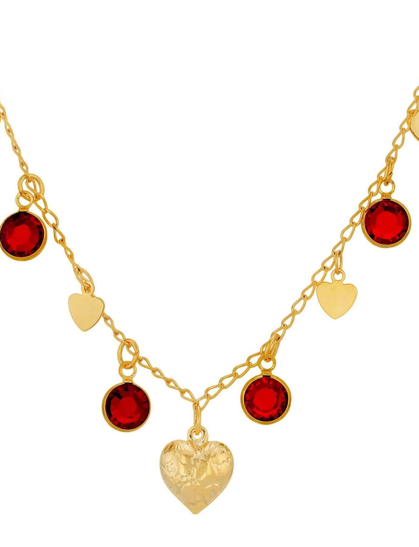 1928 Jewelry Diamond Channel Austrian Crystal Stones with Hearts Drop Necklace 16" + 3" Extender