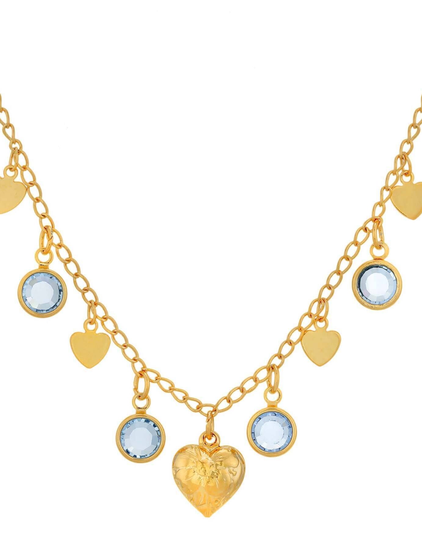 1928 Jewelry Diamond Channel Austrian Crystal Stones with Hearts Drop Necklace 16" + 3" Extender