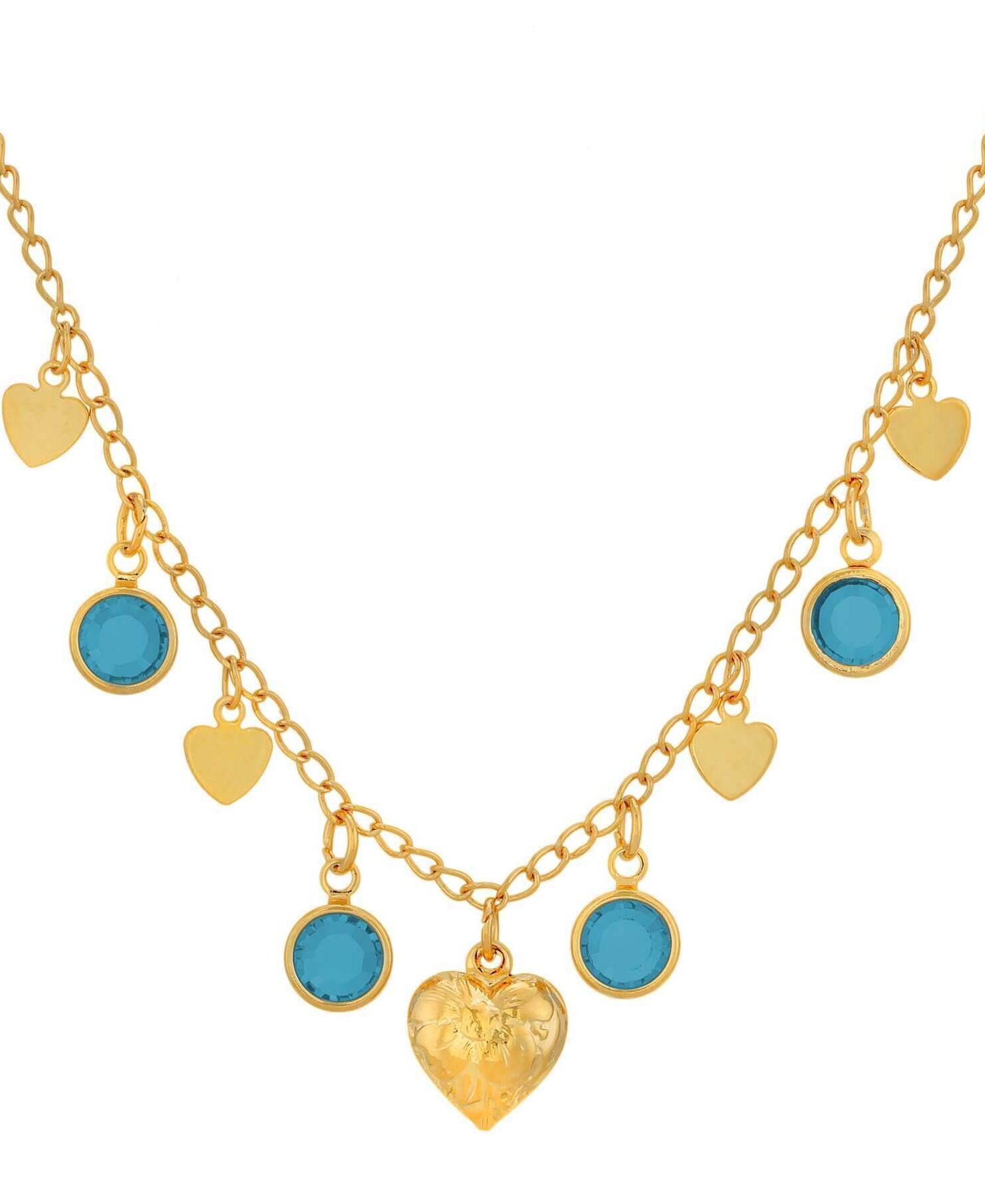 1928 Jewelry Diamond Channel Austrian Crystal Stones with Hearts Drop Necklace 16" + 3" Extender