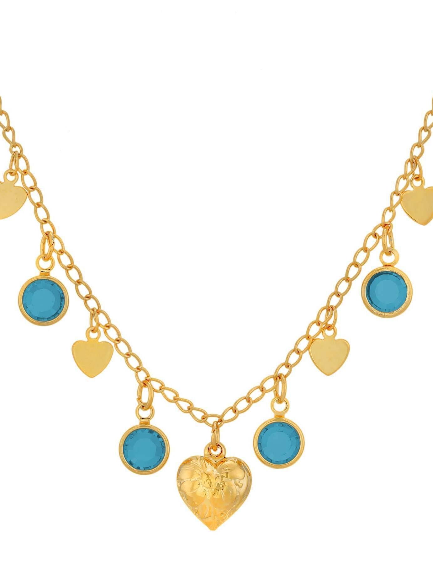 1928 Jewelry Diamond Channel Austrian Crystal Stones with Hearts Drop Necklace 16" + 3" Extender