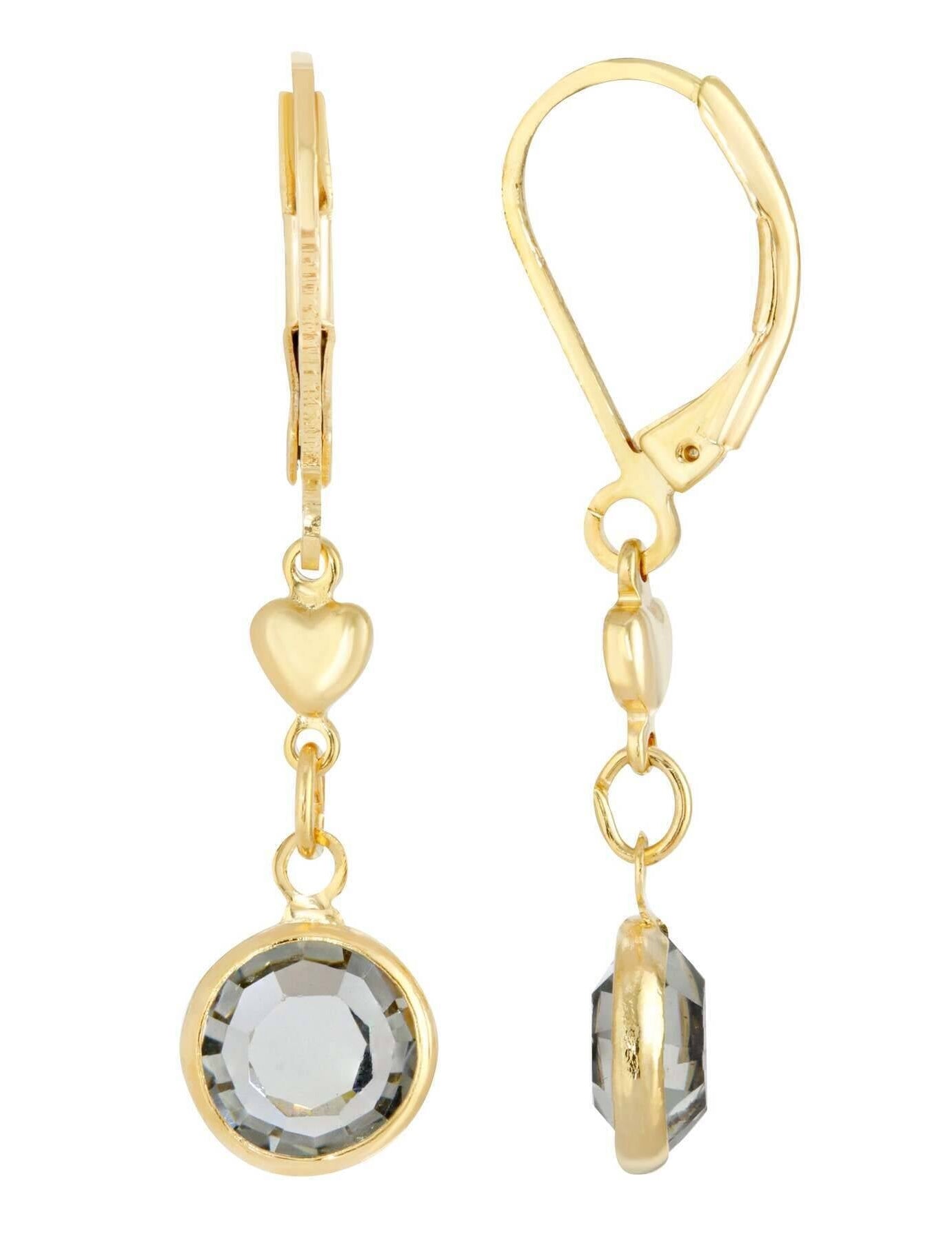 1928 Jewelry Channel Crystal And Heart Drop Earrings