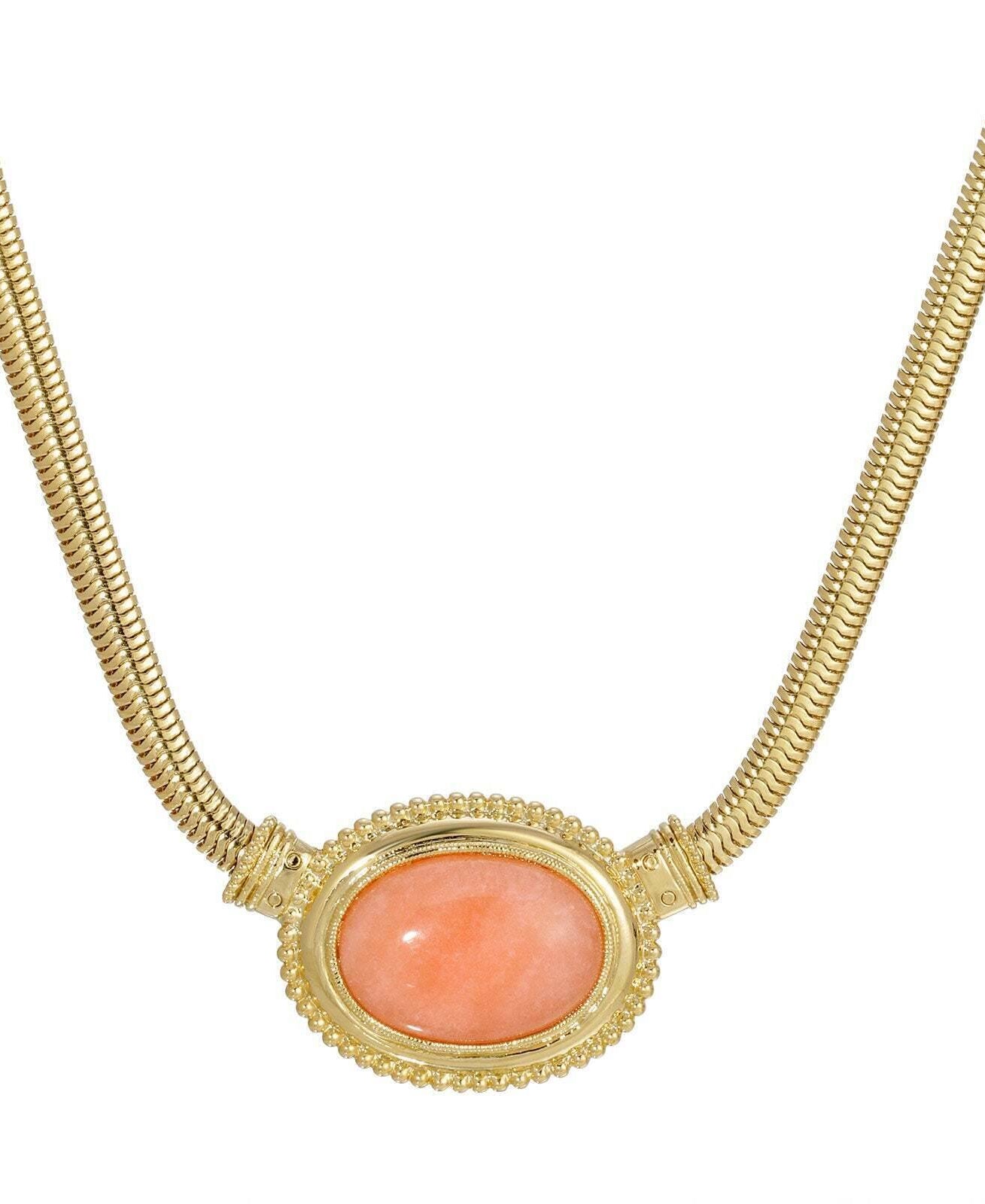 1928 Jewelry Eternal Elegance Oval Gemstone Collar Necklace 16" + 3" Extension