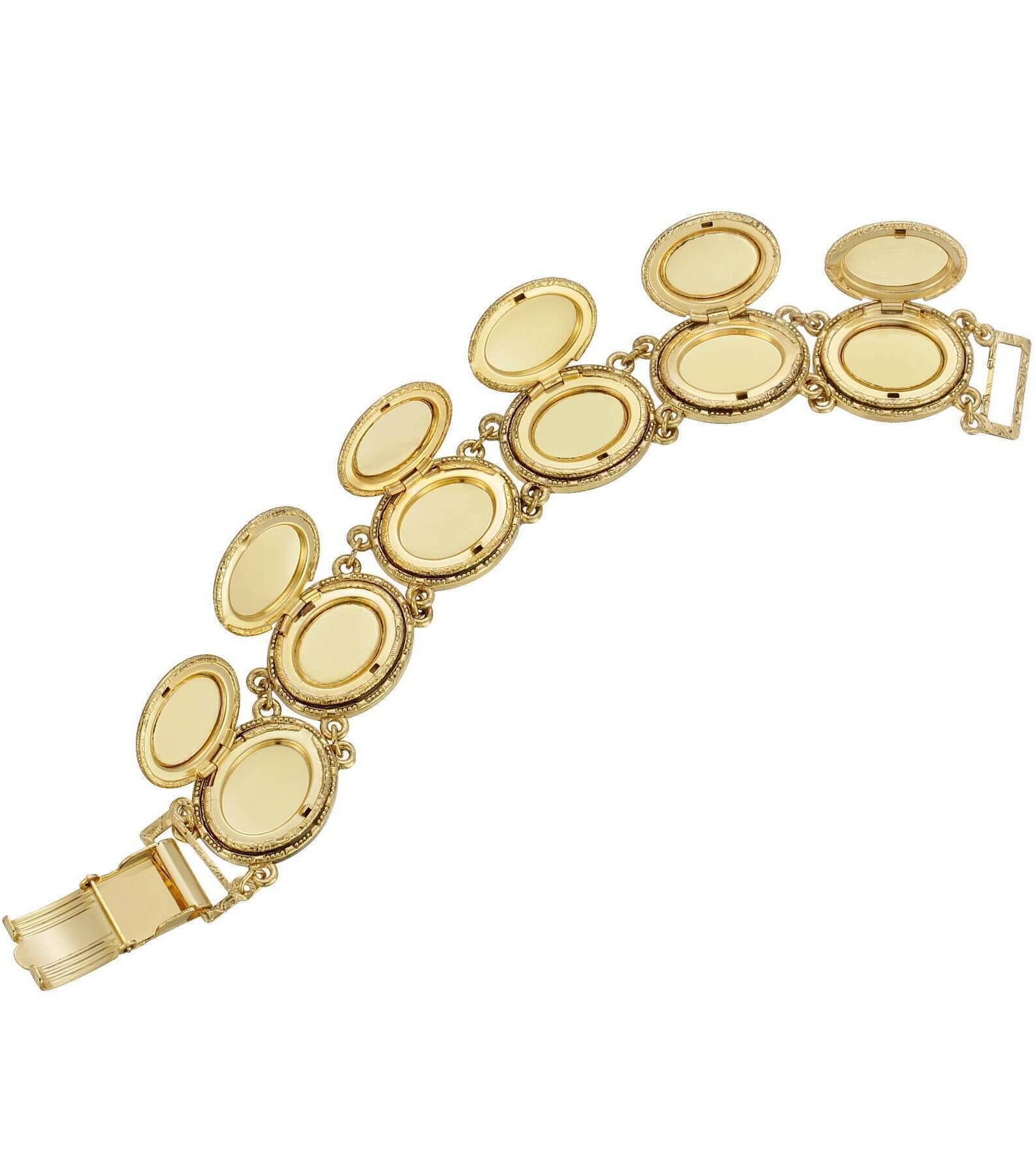 1928 Jewelry Victoria's 12 Photo Cameo Locket Link Bracelet