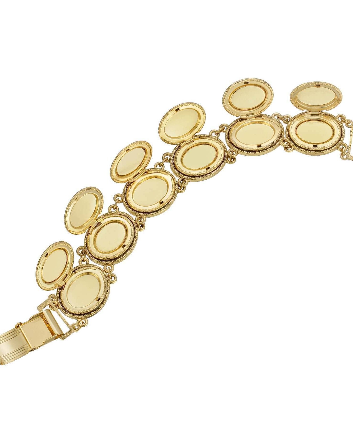 1928 Jewelry Victoria's 12 Photo Cameo Locket Link Bracelet